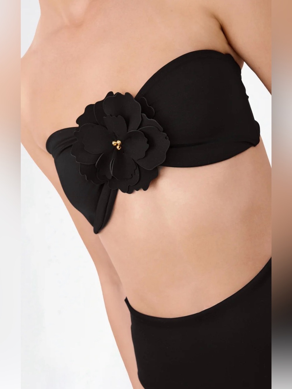 Bahia Maria Black Floral Bandeau Bikini Top